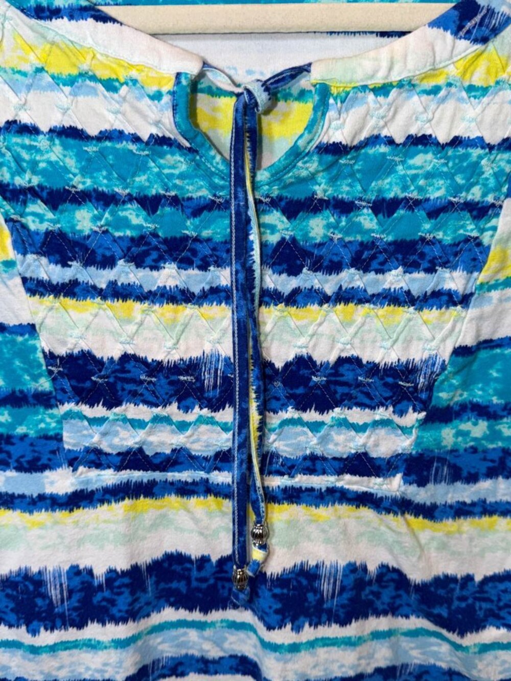 Erika Women's XL Striped 3/4 Sleeve Cotton Blouse Blue Multicolor - Picture 3 of 8